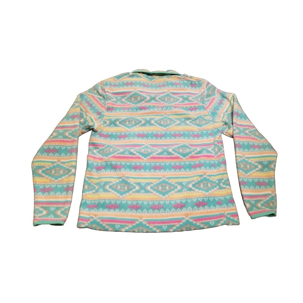 Chubbies Fleece Men's Medium Teal Aztec Flame Commander Pullover 1/4 Zip Blanket - Picture 2 of 6